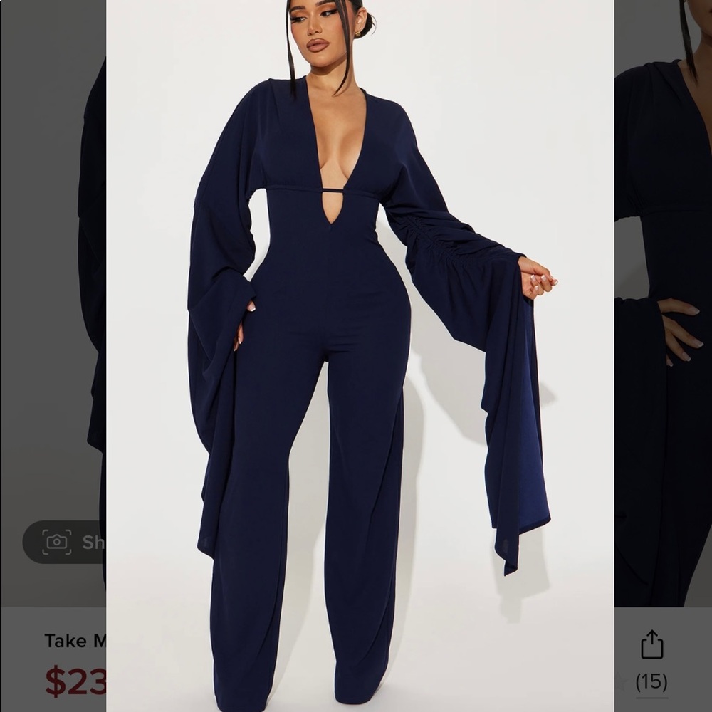 Navy Jumpsuit L NWT FASHION NOVA